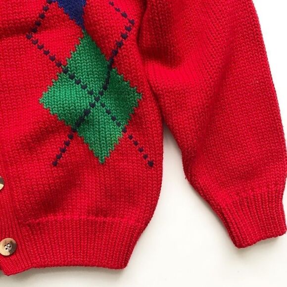 Vintage BABygap red knit argyle cardigan EUC M(8-9Y) - Picture 4 of 9